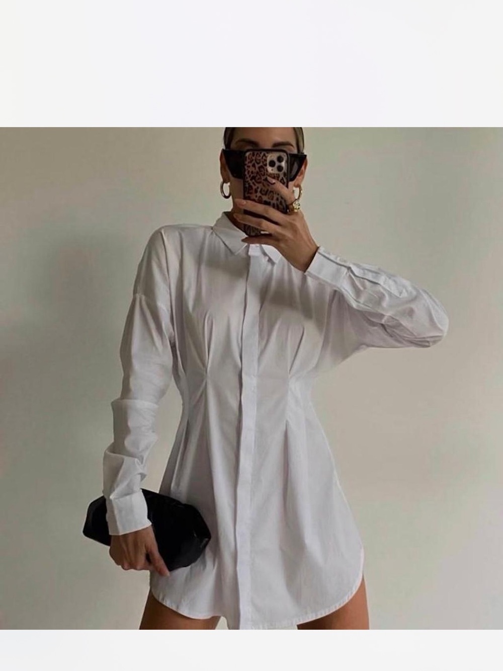 Women’s White Mini Shirt Dress - Classic Collared Style